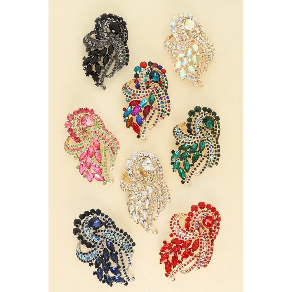 Floral Crystal Cluster Brooch Pin - Diona J